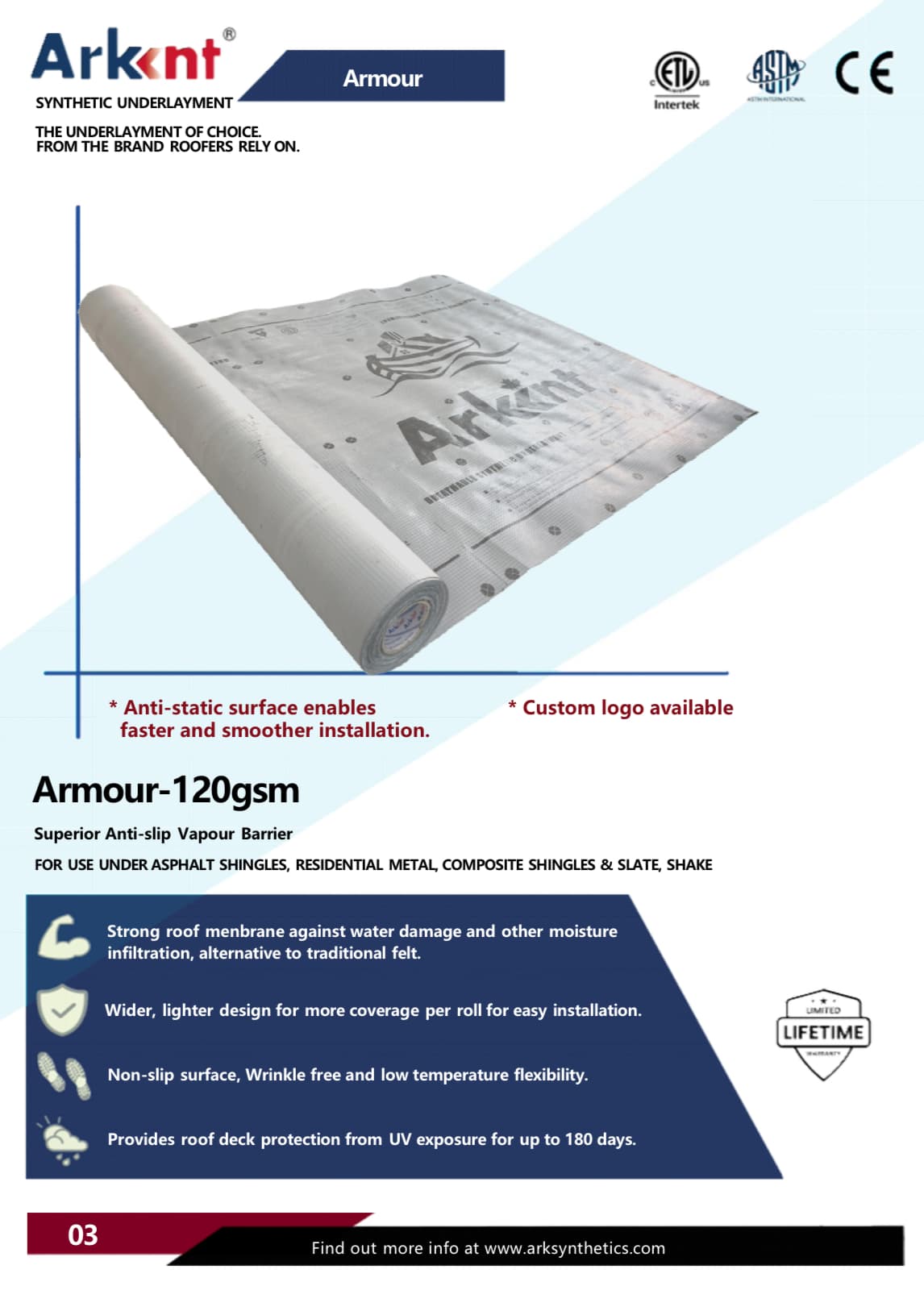 ARMOUR 30 120 GSM skid quantity price per roll $99.99.