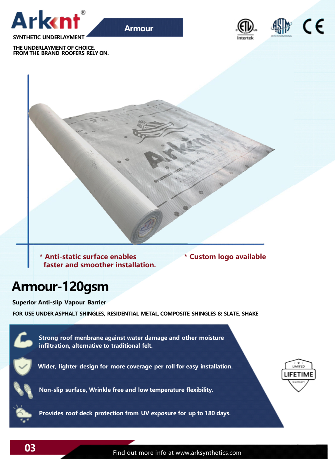 ARMOUR 30 120 GSM skid quantity price per roll $99.99.